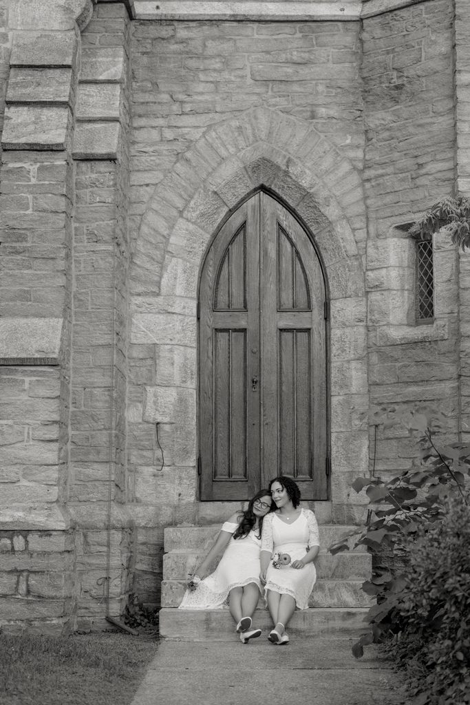 Lorena and India during their New England elopement, photographed by Erin of Boston